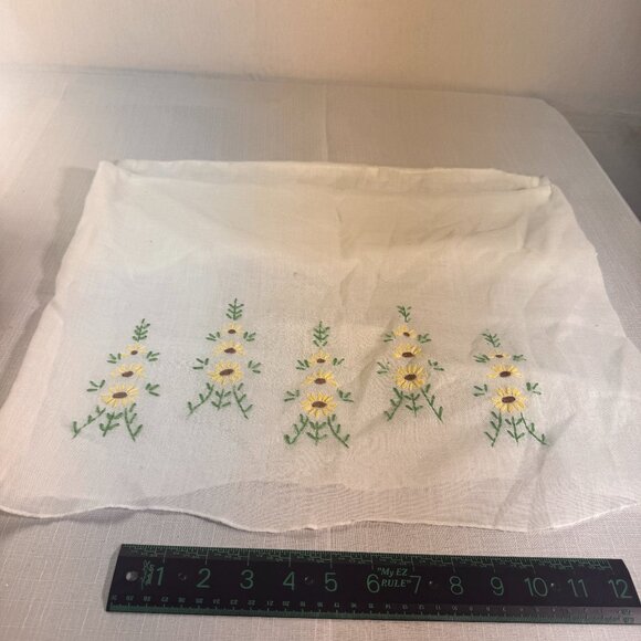 Homemade Other - Vintage Hand-Embroidered Daisy Pillowcase – White with Yellow Floral Detail